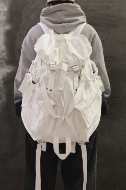 Art White Solid Large Capacity Canvas Backpack Bag