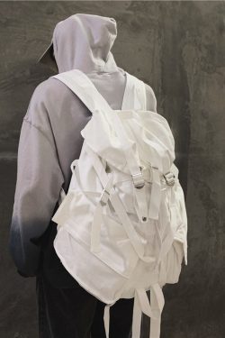 Art White Solid Large Capacity Canvas Backpack Bag