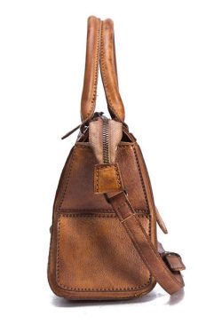 Art Yellow Landscape painting embossing Paitings Calf Leather Satchel Handbag