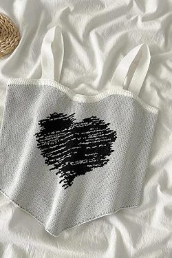 Asymmetric Heart Knitted Crop Top