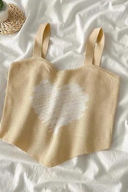 Asymmetric Heart Knitted Crop Top