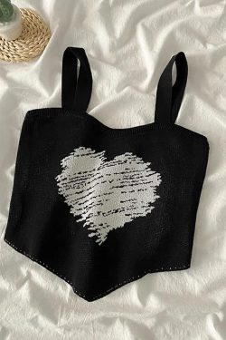 Asymmetric Heart Knitted Crop Top