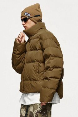 Asymmetric Hem Zip-Up Puffer Jacket