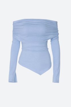 Asymmetric Ruched Off Shoulder Top