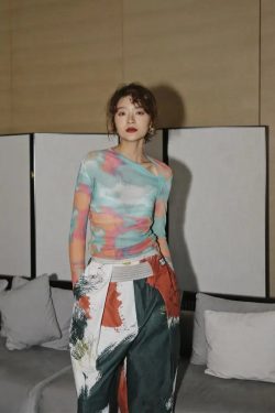 Asymmetric Tie Dye Mesh Top