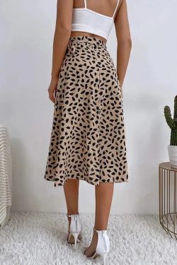 Asymmetric Tie Side Wrap Midi Skirt