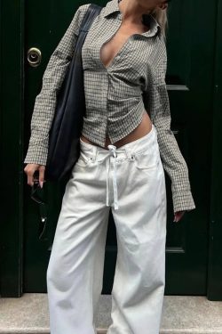 Back Tie Plaid Shirt