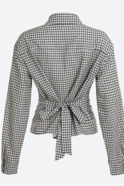 Back Tie Plaid Shirt
