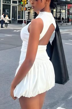 Backless Bubble Mini Dress