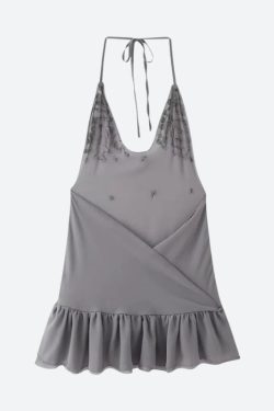 Backless Button Mini Dress