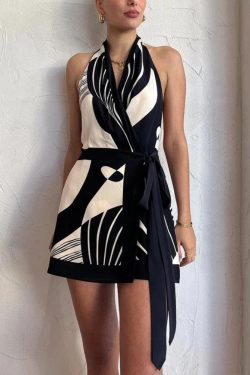 Backless Wrap Front Mini Dress