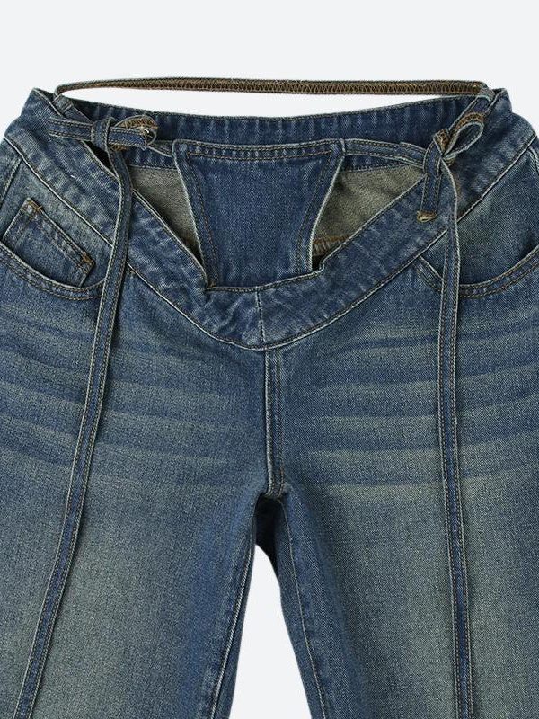 Baddie Cut Out Low Rise Denim Jeans