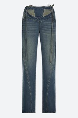 Baddie Cut Out Low Rise Denim Jeans