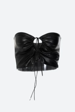 Baddie Faux Leather Lace Up Crop Top