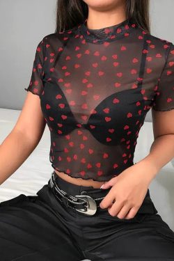 Baddie Heart Mesh Crop Top