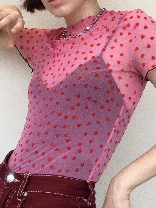 Baddie Heart Mesh Crop Top