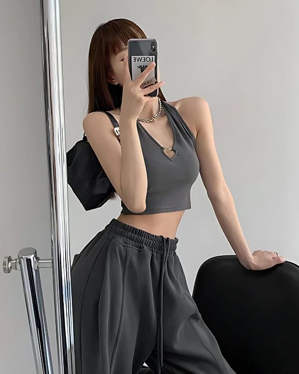 Baddie Heart Ring Halter Top