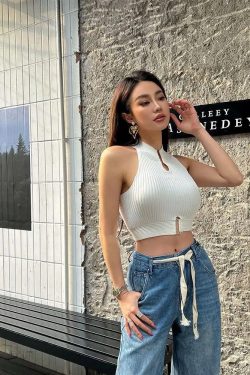 Baddie High Neck Knitted Crop Top