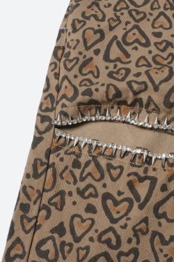 Baddie Leopard Embellished Cut Out Pants