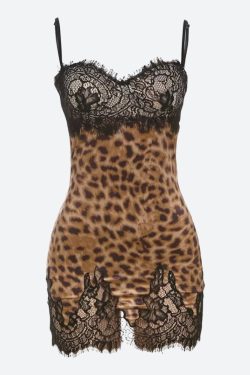 Baddie Leopard Lace Mini Dress