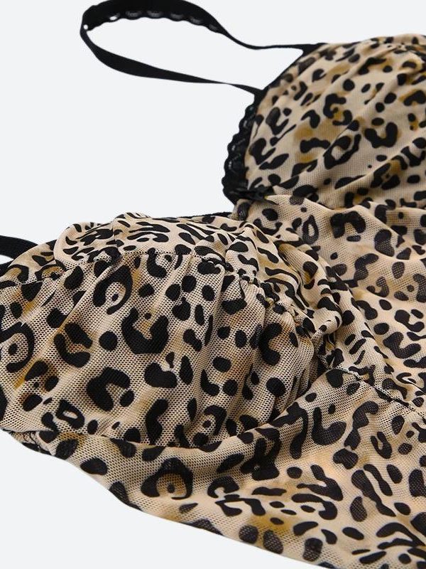 Baddie Leopard Mesh Top