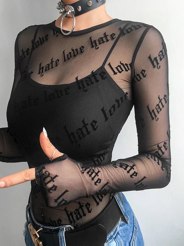 Baddie Love Hate Sheer Mesh Top