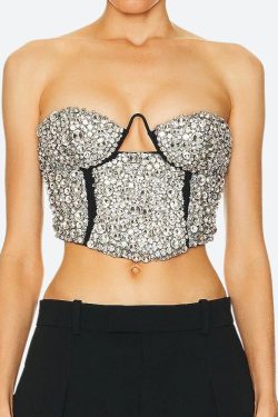 Baddie Rhinestone Bustier Crop Top