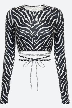 Baddie Zebra Backless Crop Top