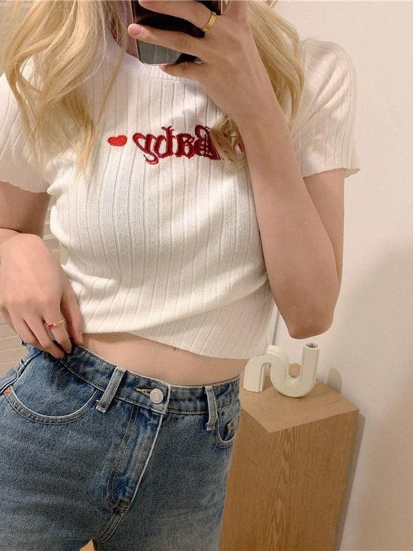 Barbie Embroidered Crop Top