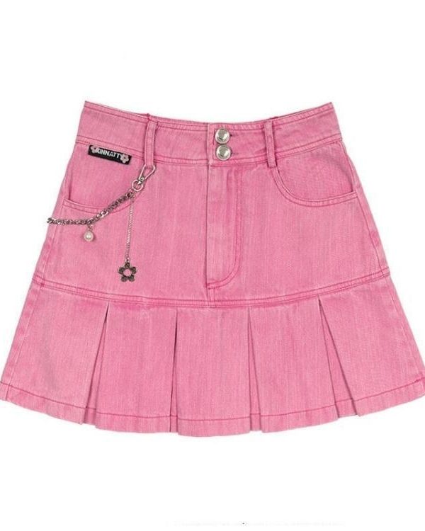 Barbie Pleated Denim Mini Skirt