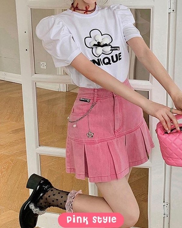 Barbie Pleated Denim Mini Skirt