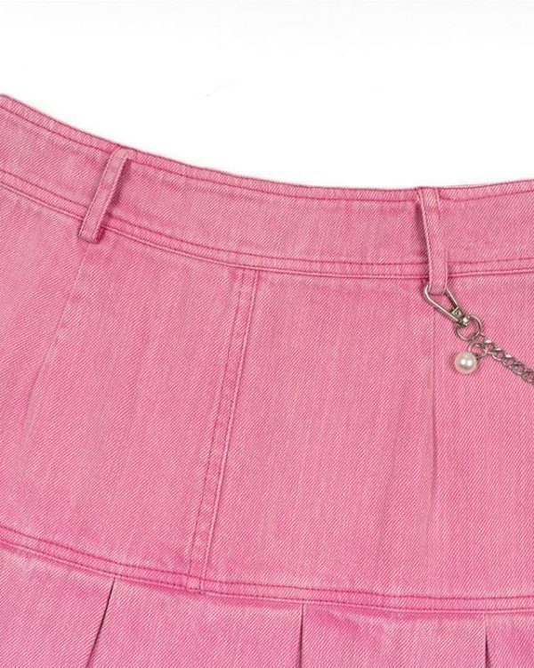 Barbie Pleated Denim Mini Skirt