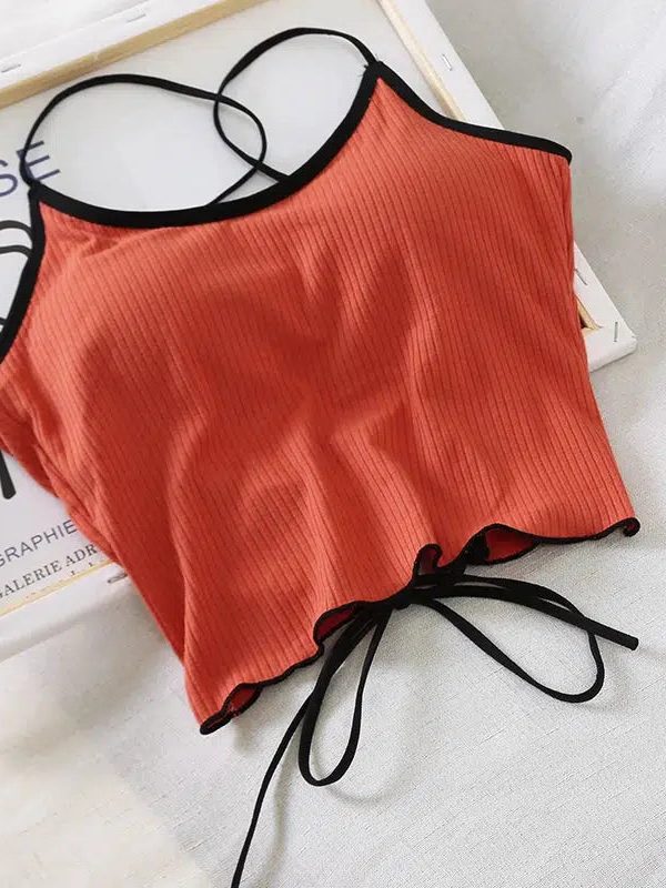 Basic Corduroy Backless Crop Top