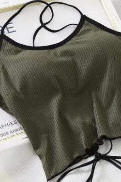 Basic Corduroy Backless Crop Top