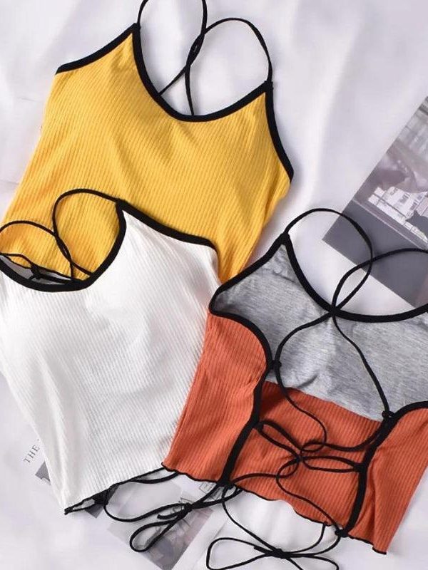 Basic Corduroy Backless Crop Top