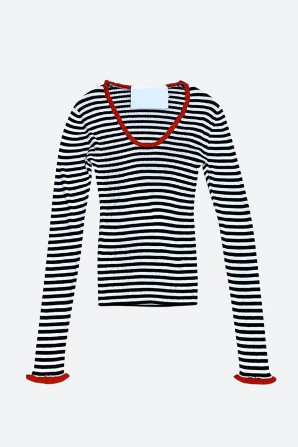 Basic Striped Scoop Neckline Top