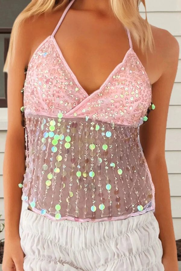 Beaded Backless Top