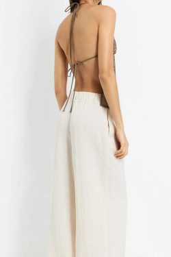 Beaded Chiffon Backless Top
