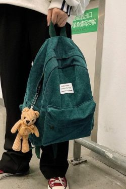 Bear Corduroy School Backpack