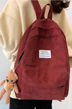 Bear Corduroy School Backpack