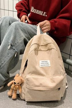 Bear Corduroy School Backpack