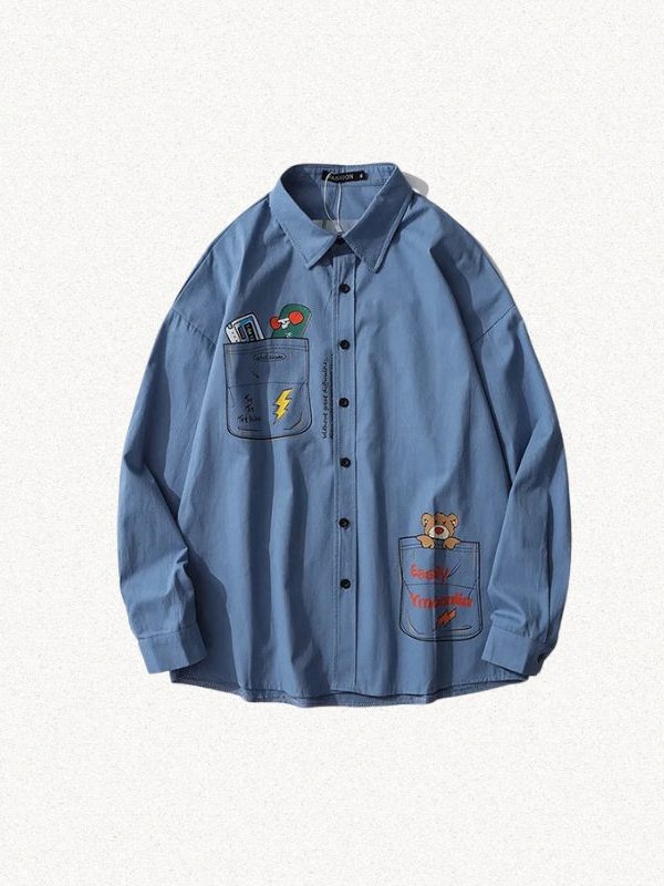 Bear & Skateboard Detailed Shirt