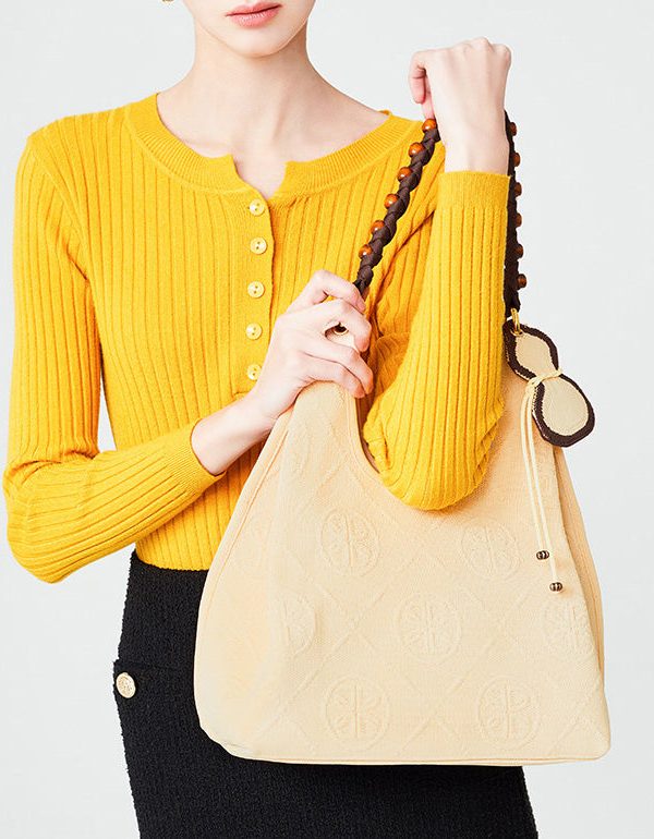 Beautiful Beige Tasseled Embroidered Cotton Women Handbags