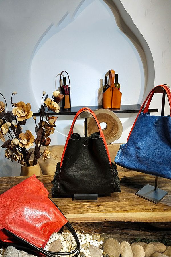 Beautiful Black Asymmetrical Design Calf Leather Satchel Handbag