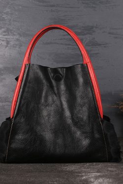 Beautiful Black Asymmetrical Design Calf Leather Satchel Handbag