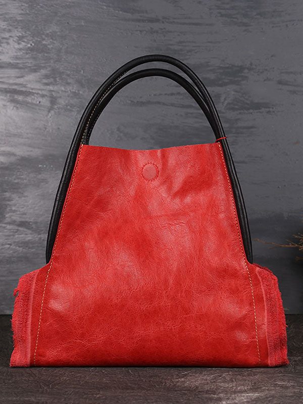 Beautiful Black Asymmetrical Design Calf Leather Satchel Handbag