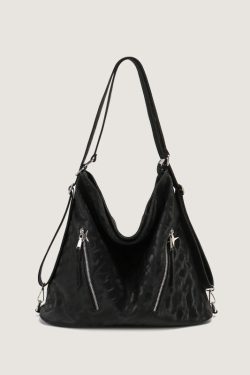 Beautiful Black Faux Leather Versatile Shoulder Bag