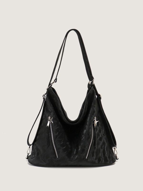 Beautiful Black Faux Leather Versatile Shoulder Bag