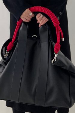 Beautiful Black Large Capacity Faux Leather Satchel Handbag