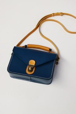 Beautiful Blue Calf Leather Women's Satchel Handbag